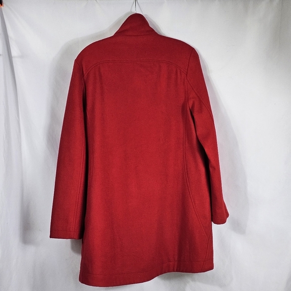 Pendleton Women Hudson Bay Red Wool Car Coat Sz M Striped Lining Water Repellent - Picture 3 of 16